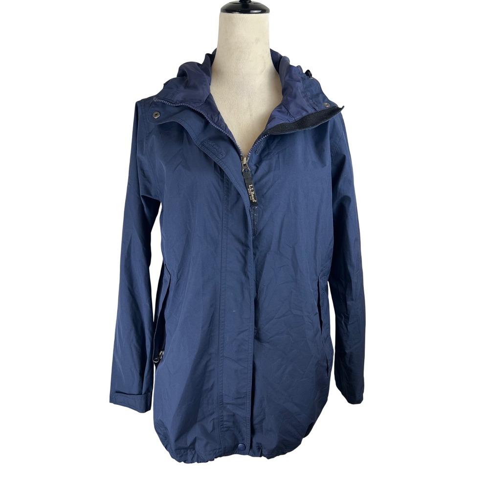 VTG LL Bean GORE-TEX Rain Jacket Women's Size M Blue Trail Coat Y2K Weatherproof